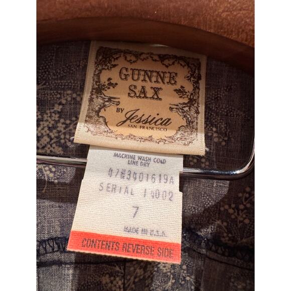 Vintage Gunne Sax by Jessica Prairie Dress Lace Blue Floral Collar 7 XS Buttons - Picture 5 of 6